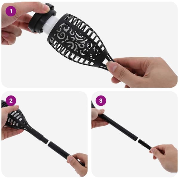 Utomhus solcellslampor med markspik 6 pcs Varmvit 47,5 cm ABS