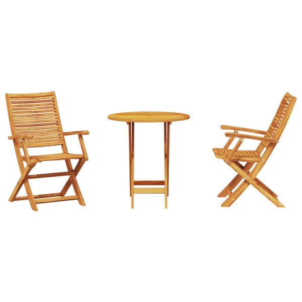 Fällbart bistroset 3 pcs Brun Massivt Akaciaträ
