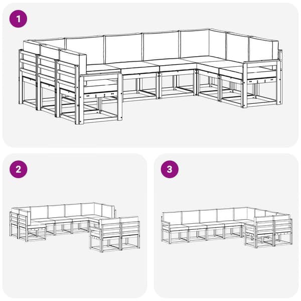 Utomhussoffset med kudde 9 pcs Vit och grädde