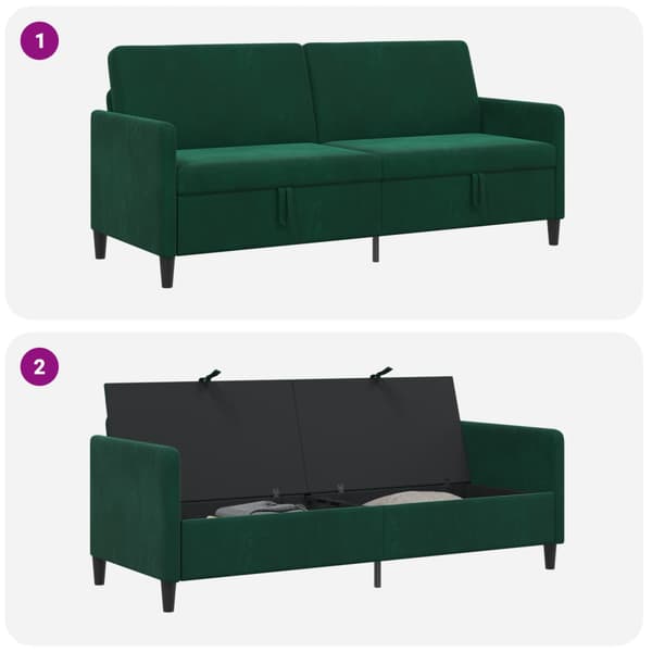 Soffa med förvaring Mörkgrön 192 x 78 x 87 cm Polyester