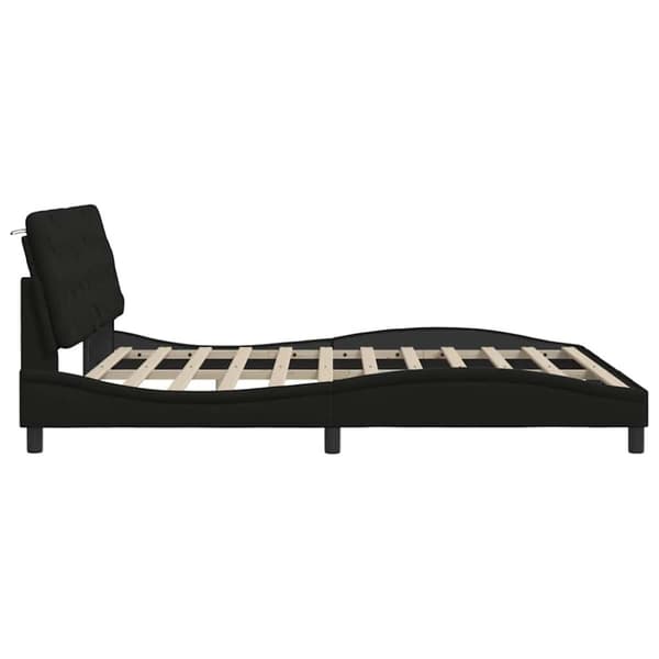 Bed Frame with LED without Mattress Black 180x200 cm Fabric