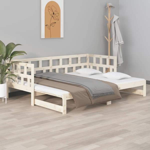 Bäddsoffa massiv furu 2x(90x200) cm