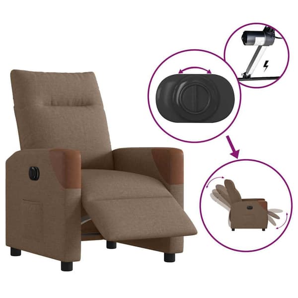 Elektrisk reclinerfåtölj Brun tyg