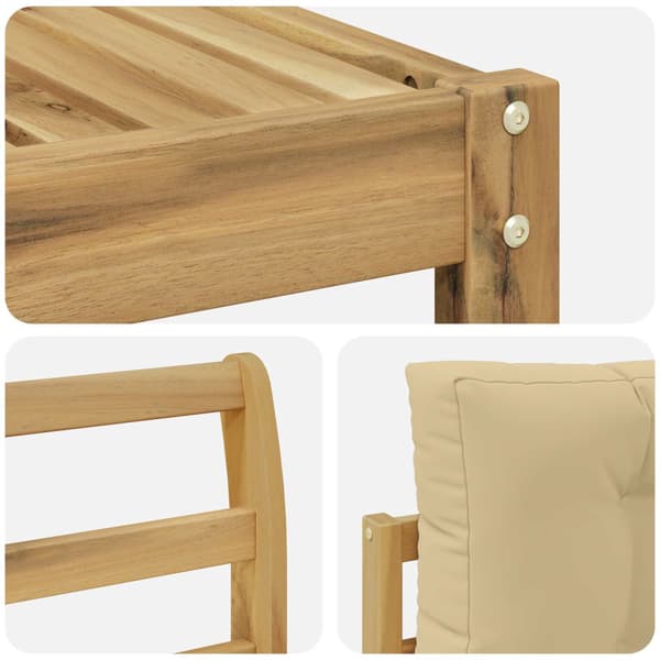Utomhussoffset med kudde 4 pcs Vit och Beige Polyester