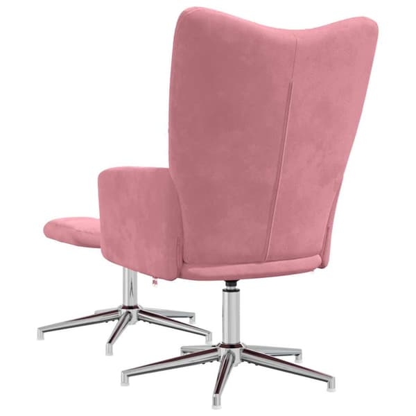 Vilstol med fotpall rosa sammet