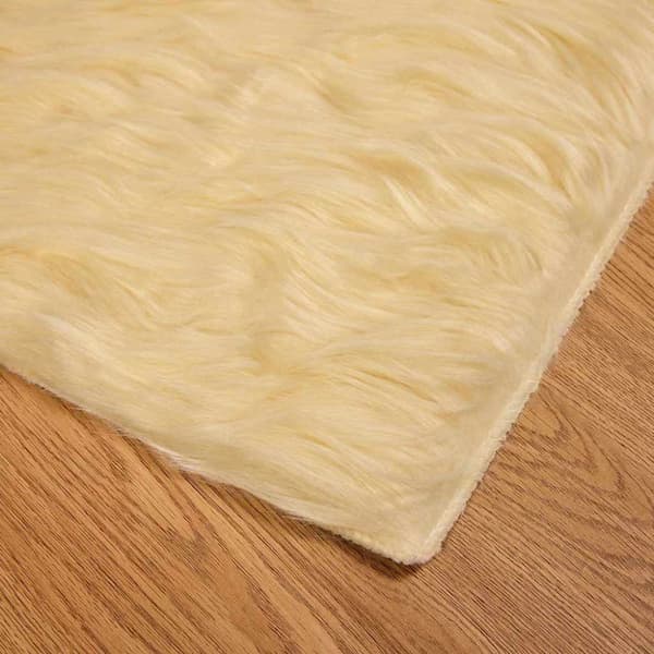 Fuskfäll matta TAFALLA Gräddvit 80 x 250 cm Polyester