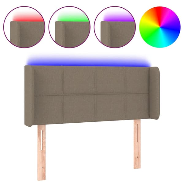 Sänggavel LED taupe 83x16x78/88 cm tyg