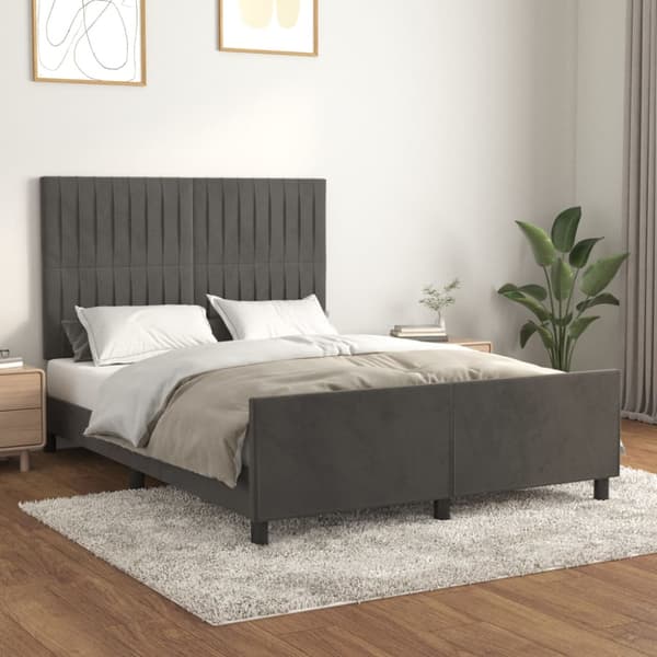 Sängram utan madrass mörkgrå 140x200 cm sammet