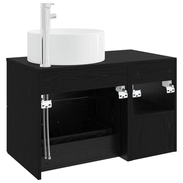 Badrumsmöbelset 2 pcs Svart ek Konstruerat trä