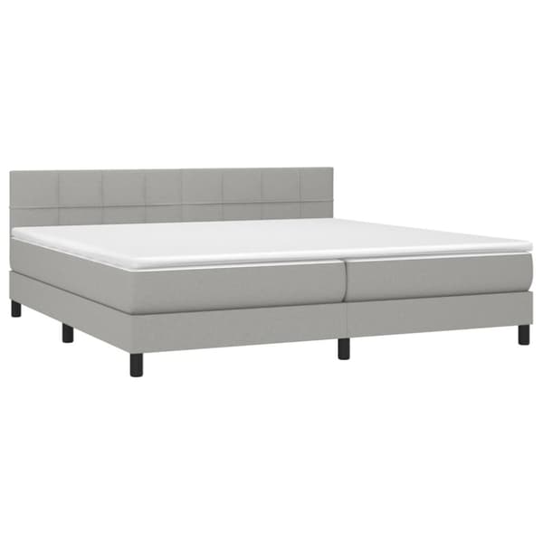 Ramsäng med madrass & LED ljusgrå 200x200 cm tyg