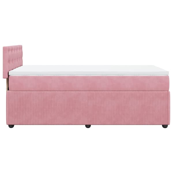 Ramsäng med madrass rosa 100x200 cm sammet