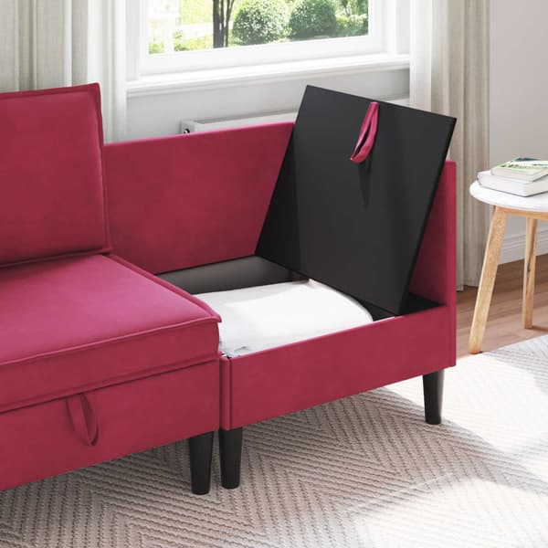 Soffa med förvaring Vinröd Sammet