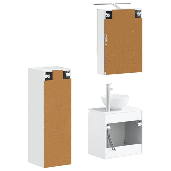 Badrumsmöbelset 4 pcs Vit Konstruerat trä och glas