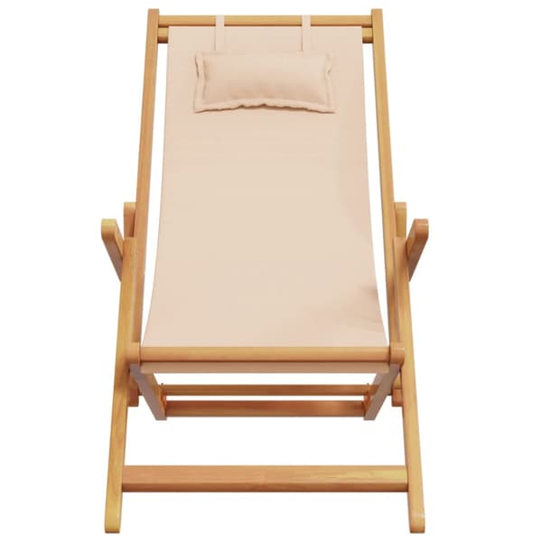 Hopfällbara solstolar 2 st beige tyg och massivt trä