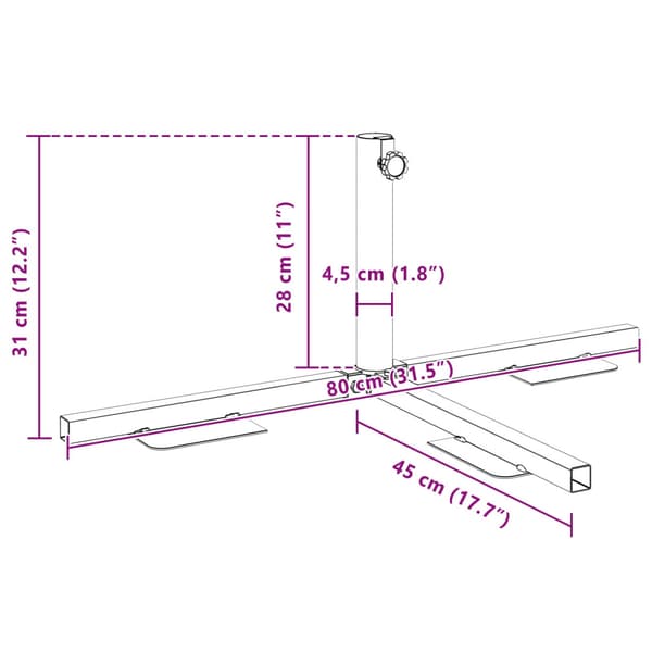 Halv Parasol Basram Svart Stål for 32-38 mm Pole