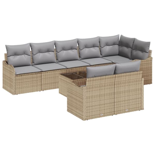 Trädgårdsoffset 9 pcs Beige konstrotting