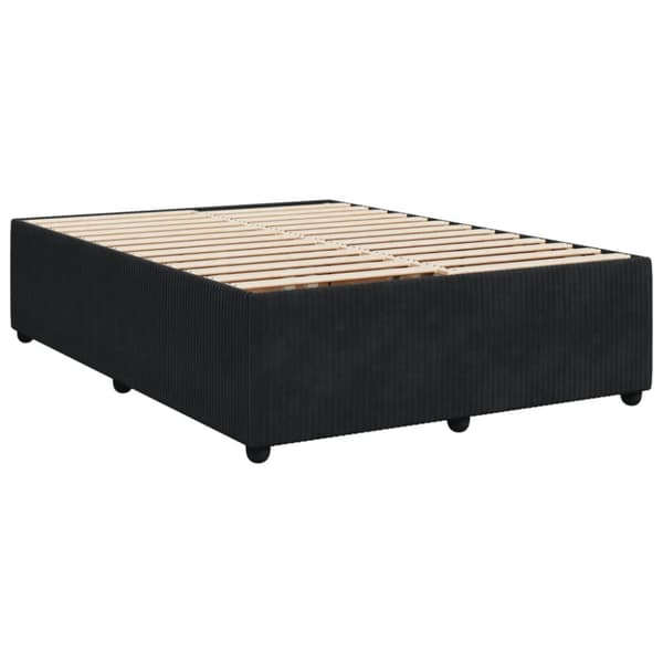 Ramsäng med madrass svart 160x200 cm sammet
