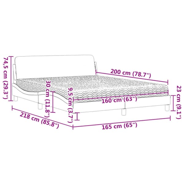 Bed with Mattress "Dover" Light Grey 160x200 cm Fabric