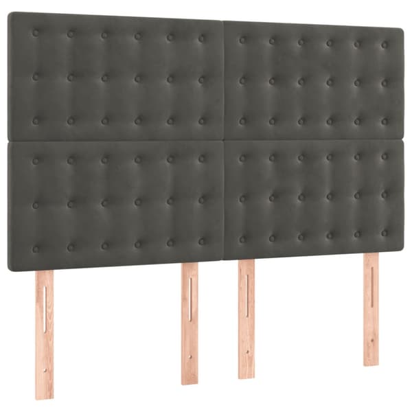 Ramsäng med madrass mörkgrå 140x200 cm sammet