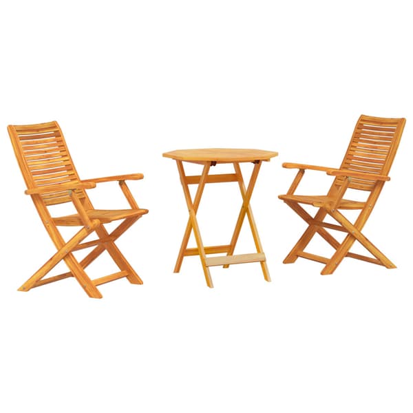 Fällbart bistroset 3 pcs Brun Massivt Akaciaträ