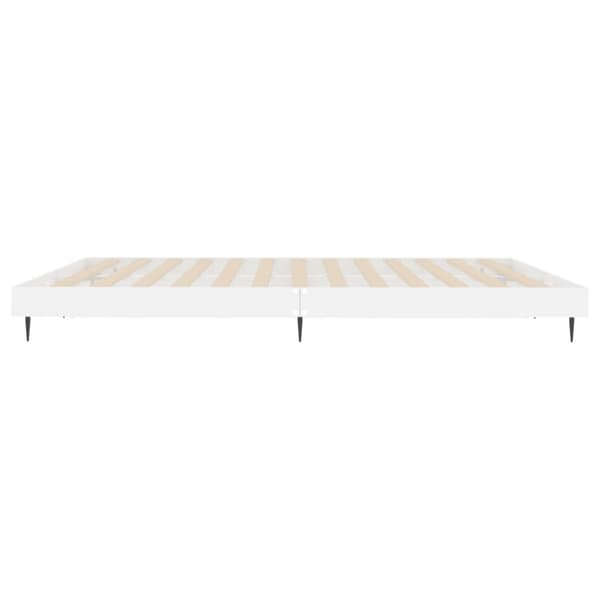 Sängram vit högglans 200x200 cm konstruerad trä