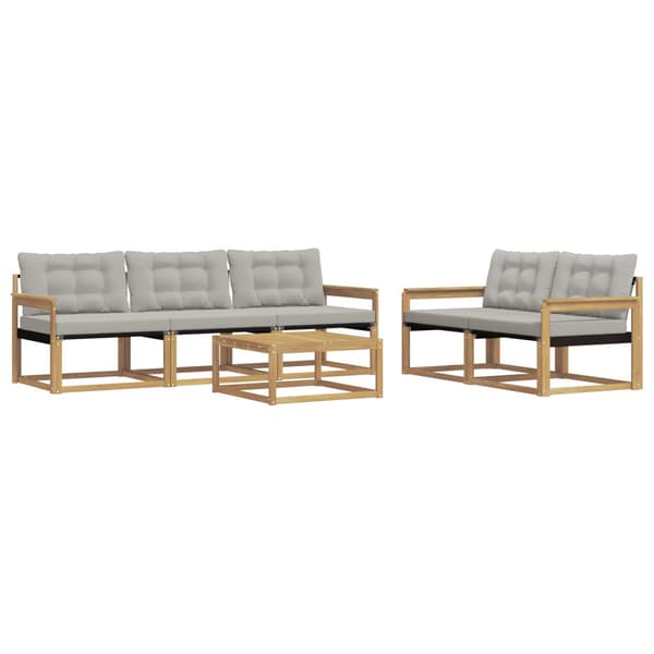 Utomhussoffset 6 pcs Vit och ljusgrå 79 x 79 x 37 cm