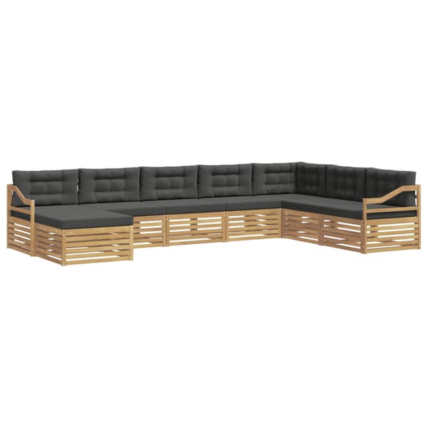 Utomhussoffset med kudde 8 pcs Vit och antracit Polyester