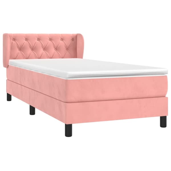 Ramsäng med madrass rosa 80x200 cm sammet