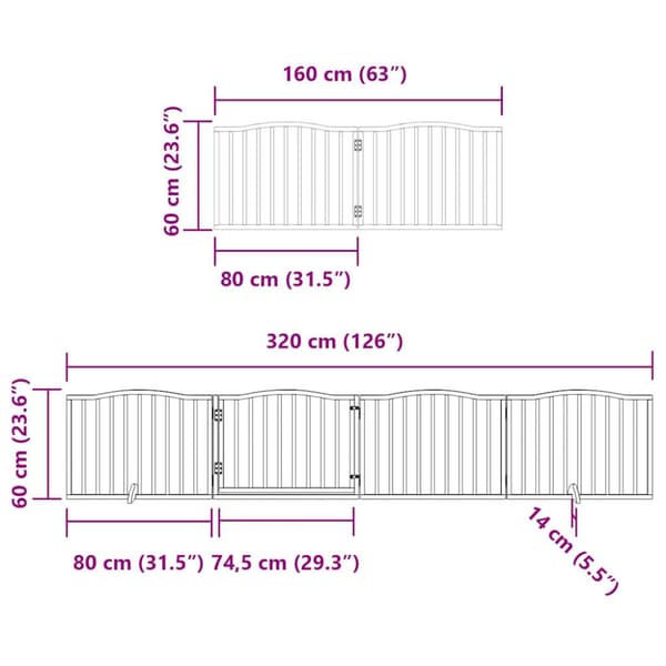 Hundgrind med dörr vikbar 6 paneler vit 480 cm poppel