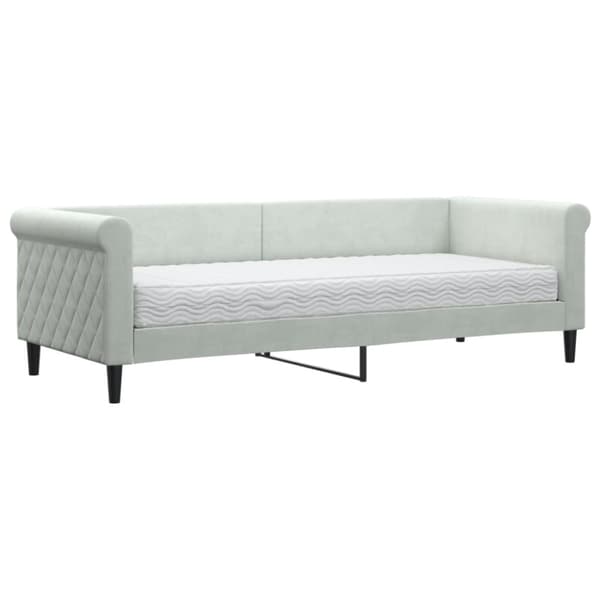 Dagbädd med madrass ljusgrå 80x200 cm sammet