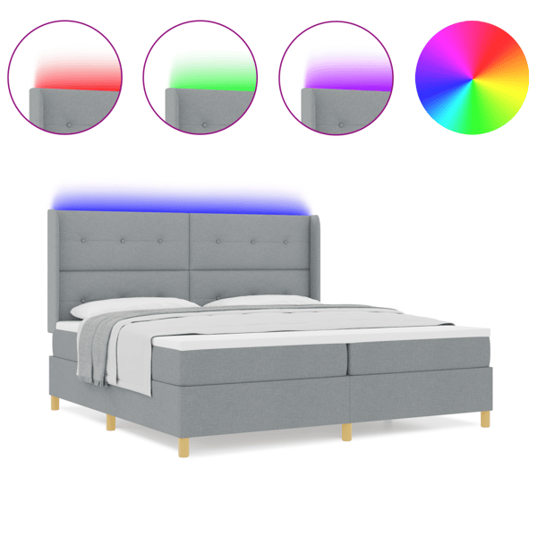 Bäddfjäder med LED-ljusslingor Ljusgrå 200 x 200 cm tyg