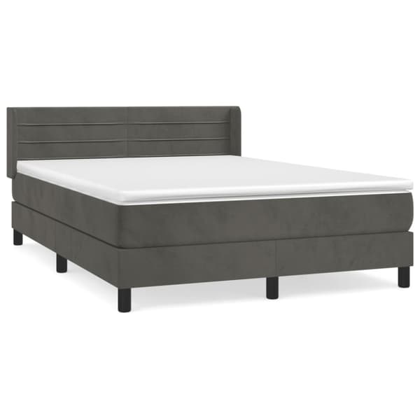 Ramsäng med madrass mörkgrå 140x190 cm sammet
