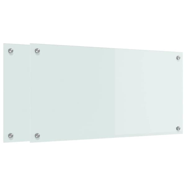 Köksskydd 2 pcs Vit 80 x 40 cm härdat glas