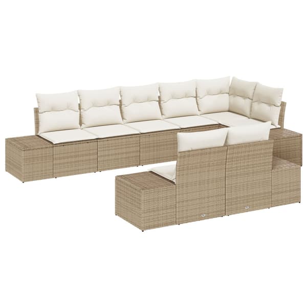 Trädgårdsoffset 8 pcs Beige och gräddfärgad Poly rattan