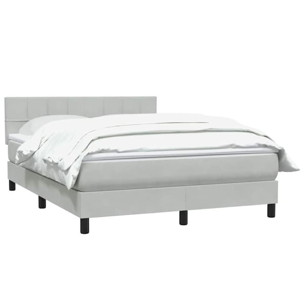 Ramsäng med madrass ljusgrå 160x210 cm sammet