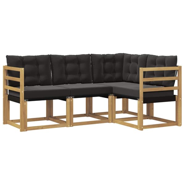 Utomhussoffset med kudde 4 pcs Vit och svart