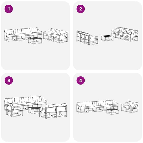 Utomhussoffset 8 pcs Vit och svart