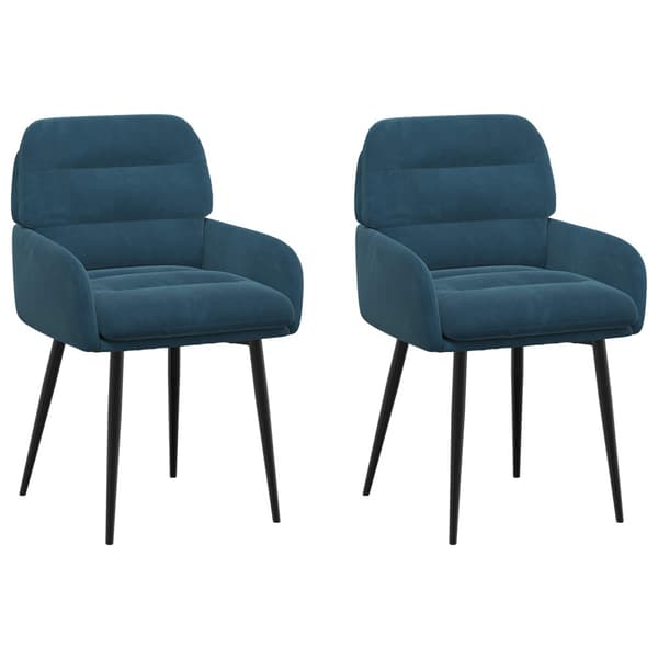 Matstolar 2 pcs Sammet Blå 59 x 59,5 x 90 cm