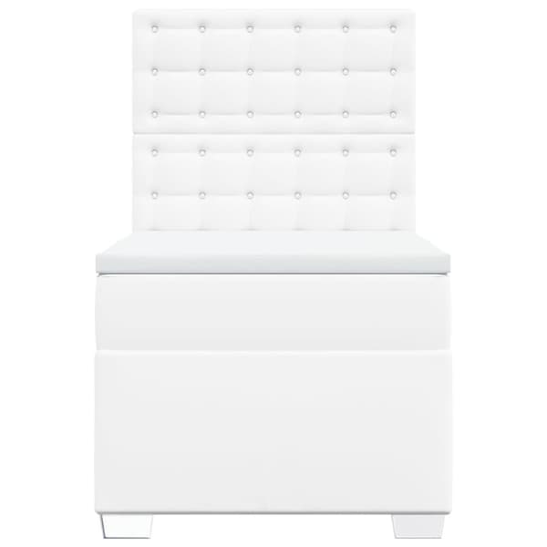 Ramsäng med madrass vit 90x190 cm konstläder