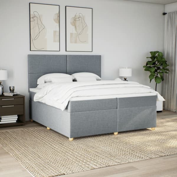 Ramsäng med madrass ljusgrå 200x200 cm tyg