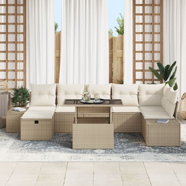 Trädgårdsoffset 8 pcs Beige konstrotting