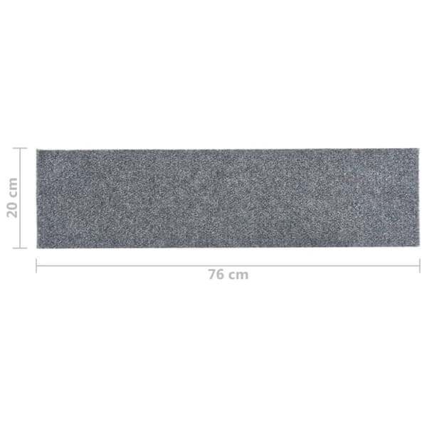 Trappmattor självhäftande 15 st 76x20 cm ljusgrå rektangulära