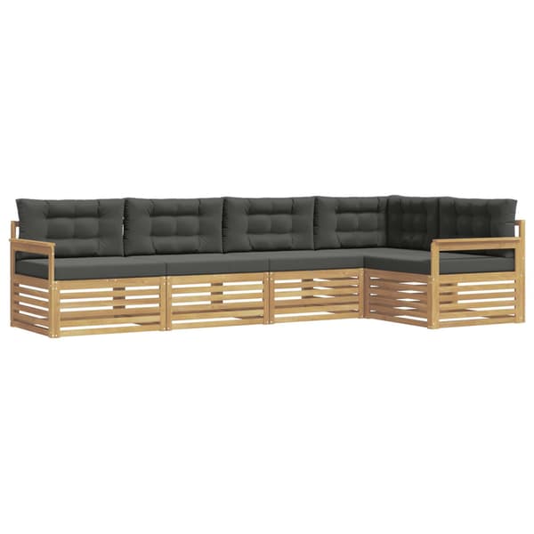 Utomhussoffset med kudde 6 pcs Vit och antracit Polyester