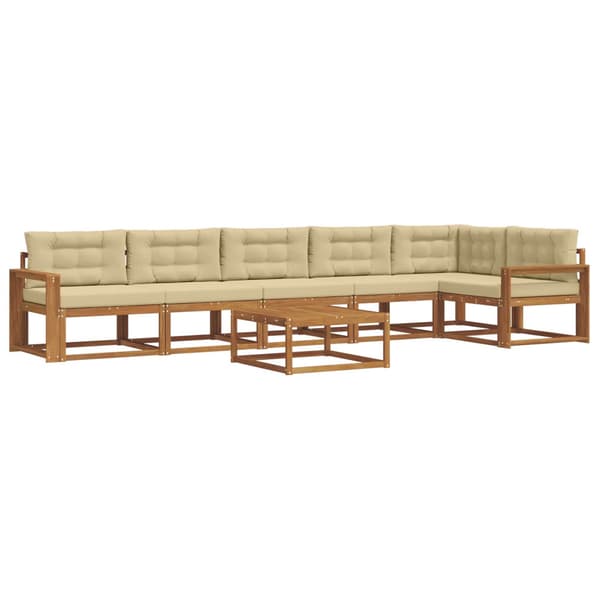 Utomhussoffset med kudde 7 pcs Naturlig och Beige