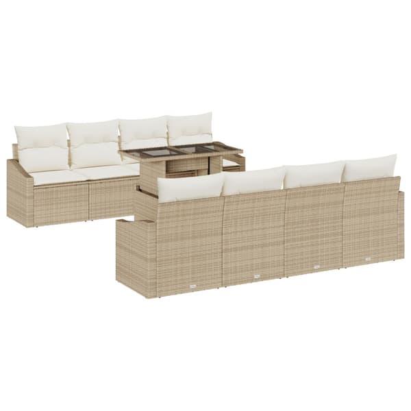 Trädgårdsoffset 7 pcs Beige och gräddfärgad konstrotting