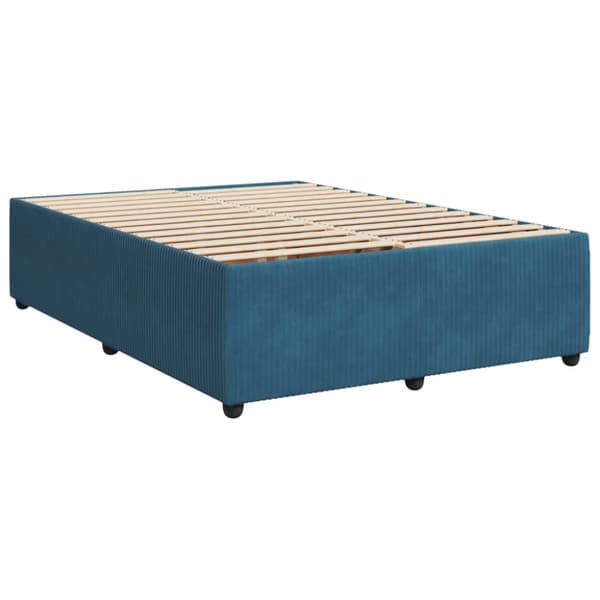 Ramsäng med madrass blå 140x190 cm sammet