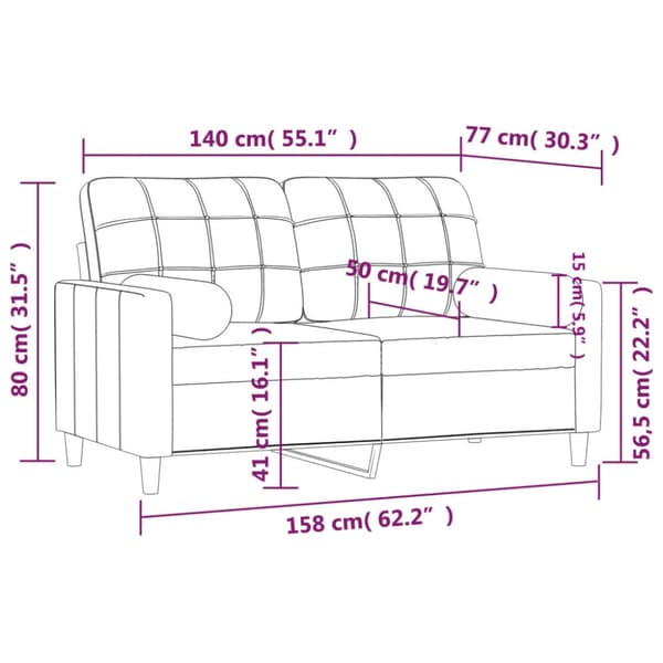 2-sits soffa med prydnadskuddar mörkgrå 140 cm tyg