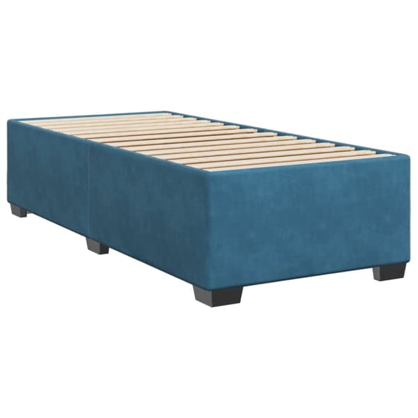 Ramsäng med madrass blå 100x200 cm sammet