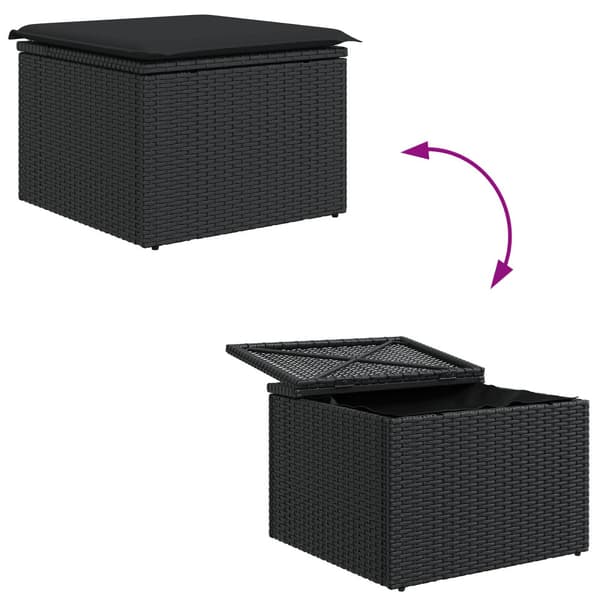 Trädgårdsoffset med lagring 6 pcs Svart konstrotting