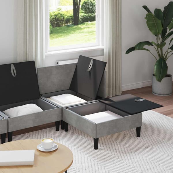 Möbelset för vardagsrummet med kudde 4 pcs Ljusgrå Sammet